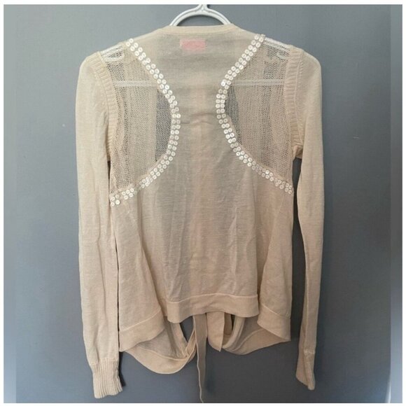 BCBGirls Cream Wrap Long Sleeve Cardigan Women's Size Medium Cozy Knit - Picture 5 of 6